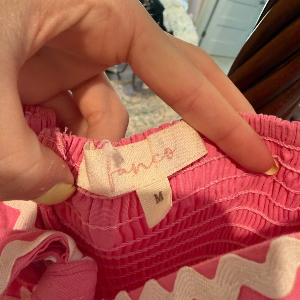 Pink Mini Dress with Contrast Ric Rac Trim - Picture 3 of 3
